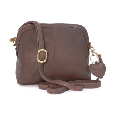 Afbeelding van GIGI Dames Leer Cross Body Handtas Schoudertas met Lange Verstelbare Riem OTHELLO 10190 Bruin