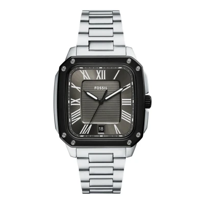 Afbeelding van Fossil Quartz Zilver Heren horloge met grijze wijzerplaat &amp; stalen band
