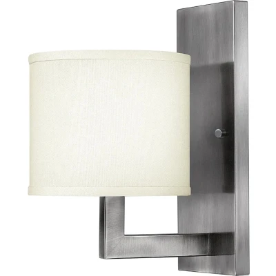 Afbeelding van Hinkley LED Wandlamp Hampton 1X E27 Max 60W Antique Nickel, Ivory Shade