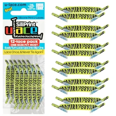 Afbeelding van Ulace elastieke veters Siliprint Neon Yellow Zebra sneakers