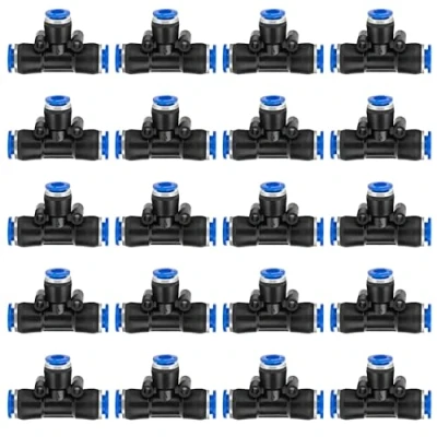 Afbeelding van QIMEI SHOP pneumatische connector T 8 mm op 6 fittingen Push In snelkoppeling voor lucht 20 stuks