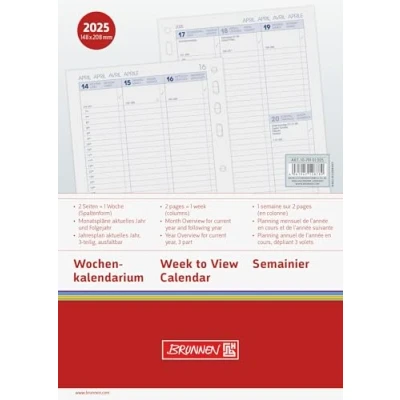 Afbeelding van BRUNNEN Weekkalender kolomvorm BUSINESS (2025), 2 pagina&#039;s = 1 week, A5, 152