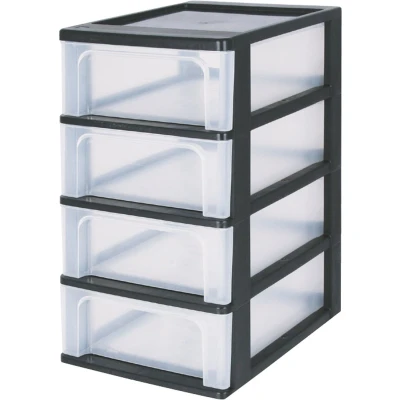 Afbeelding van IRIS Organizer Chest ladesysteem 4 lades x7L Kunststof Zwart/Transparant