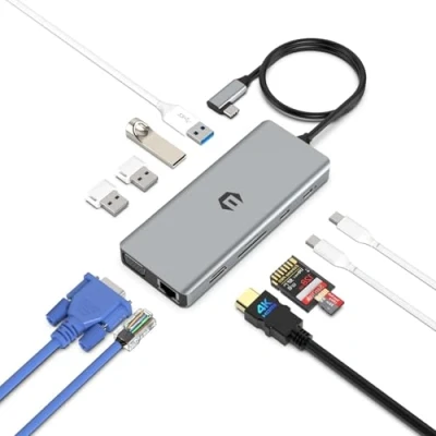 Afbeelding van USB C hub, 12 in 1 SUTOUG dockingstation met 4K HDMI en VGA 1080P, 92W PD, 1Gbps Ethernet, 3.0 4 A datapoorten, adapter voor Surface Pro, MacBook Air Windows