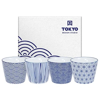 Afbeelding van Tokyo Design Studio Nippon Blue kopje 18 cl set van 4 Blauw