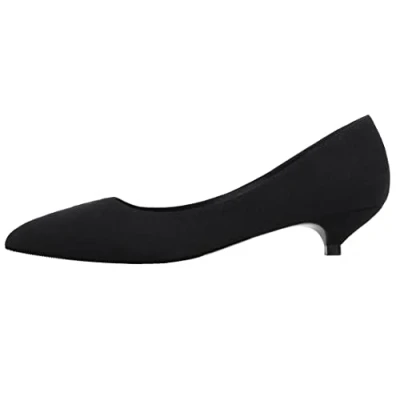 Afbeelding van Dames Pointed toe Kitten Lage Hakken Pumps Brede Jurk Pompschoenen Zwart 39.5 EU