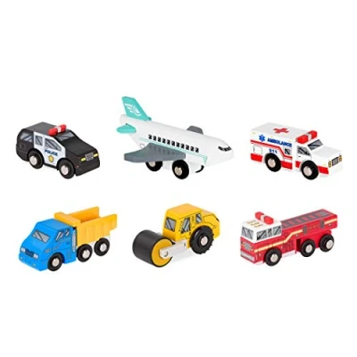 Afbeelding van Battat BT2706Z Houten Voertuigen 6st Set 2,Blauw