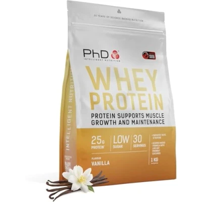 Afbeelding van PhD Nutrition Whey protein Powder 1kg Vanilla with 25g informed per serving, enriched well tolerated cultures