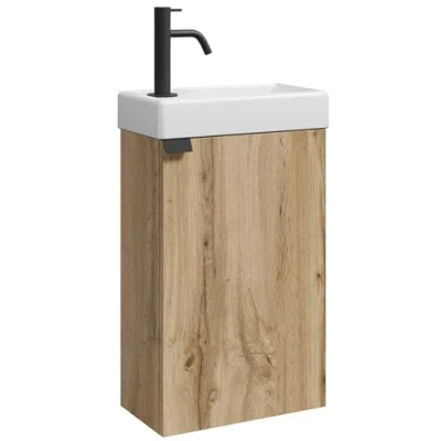 Afbeelding van Badplaats Toiletmeubel Apollo 40 x 22 cm Licht Eiken Fonteinmeubel met Wastafel