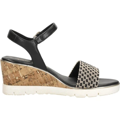 Afbeelding van Tamaris HAK Sandalen met plateauzool, Dames, Maat: 36, Zwart Kunststof/ textiel