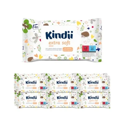Afbeelding van Kindii Vochtige doekjes voor baby&#039;s en kinderen Extra Soft Aloë beschermende werking, hydraterend, regenererend delicate geur Allantoïne, Emolliet neutrale pH waarde 720 stuks 12 x