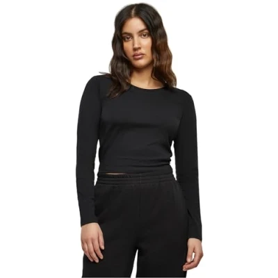 Afbeelding van Build Your Brand Dames Longsleeve Short Zwart 4XL, zwart, 4XL