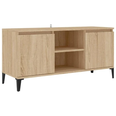 Afbeelding van Tv meubel met metalen poten 103,5x35x50 cm sonoma eikenkleurig