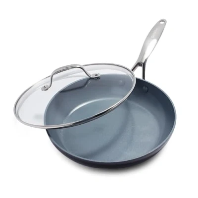 Afbeelding van GreenPan Valencia Pro Harde Geanodiseerde Gezond Keramisch Antiaanbaklaag 26 cm Koekenpan met Deksel, PFAS Vrij, Inductie, Vaatwasmachinebestendig, Ovenveilig, Grijs