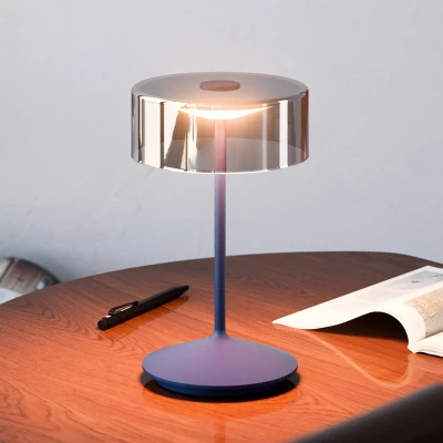 Afbeelding van Sigor Numotion LED oplaadbare tafellamp, blauw, glas, IP54, dimbaar