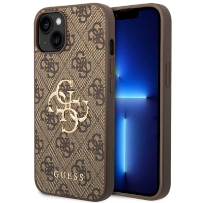 Afbeelding van Guess PU 4G Metal Logo case iPhone 14 bruin GUHCP14S4GMGBR