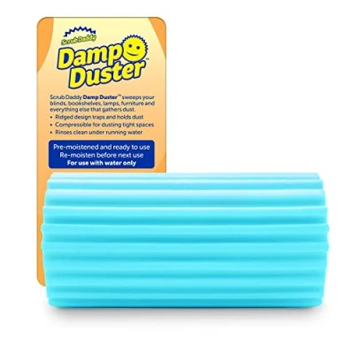Afbeelding van Scrub Daddy SDDAMLB Damp Duster, Magical Dust Cleaning Spons, Duster voor het reinigen van Venetiaanse &amp; Wooden Blinds, Vents, Radiator, Skirting Boards, Mirrors en Cobwebs, Traps Dust,eén maat, Blauw