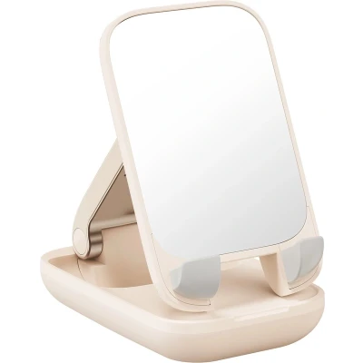 Afbeelding van Baseus Seashell Series verstelbare telefoonstandaard met spiegel beige