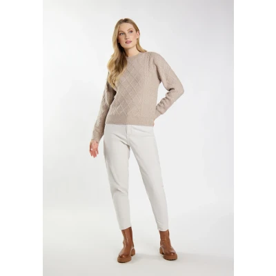 Afbeelding van Dreimaster Imane Trui, Dames, Maat: M/L, Beige braun melange