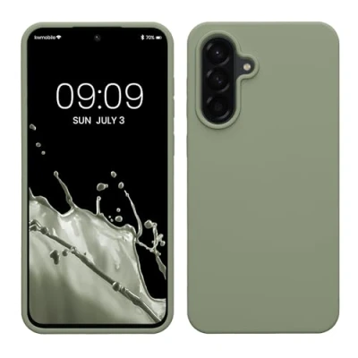 Afbeelding van kwmobile telefoonhoesje geschikt voor Samsung Galaxy A56 5G Hoesje met siliconen coating Smartphone case in grijsgroen