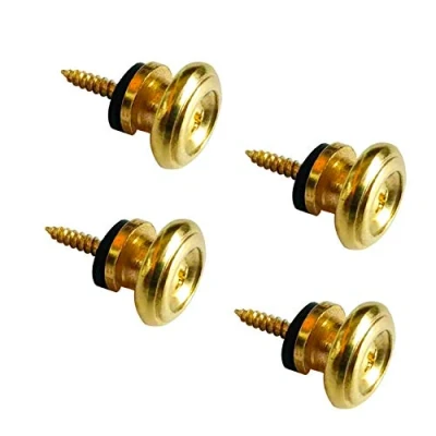 Afbeelding van Pack van 4 Strap Lock Knop Knoppen Metalen End Pin voor Akoestische Gitaar Klassieke Elektrische Bass Ukulele (Goud)