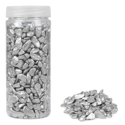 Afbeelding van HEKU Grote decoratieve stenen (9 13 mm) in zilver, ca. 750 g, veelzijdig inzetbaar, praktisch verpakt, ideaal voor decoratie en knutselprojecten