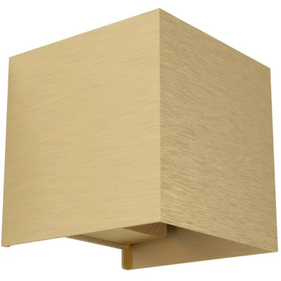 Afbeelding van EGLO LED wandlamp binnen Valmontone, muurlamp kubus met indirecte verlichting, wandspot voor slaapkamer en woonkamer, lamp wand van metaal in messing, warm wit, 10 x cm