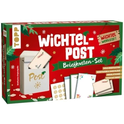 Afbeelding van Wichtelpost Briefkasten Set: Holzbriefkasten, 25 Mini Briefpapiere, Umschläge, Siegelsticker, Buch mit Ideen (16 Seiten)