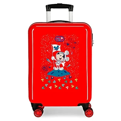 Afbeelding van Disney Mickey on The Moon koffer, rood, 38 x 55 20 cm, stijf, ABS combinatieslot, zijdelings 34 2 kg, 4 dubbele wielen, handbagage.