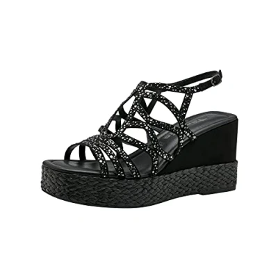 Afbeelding van Tamaris Sandalen met sleehak, Dames, Maat: 40, Black Textiel