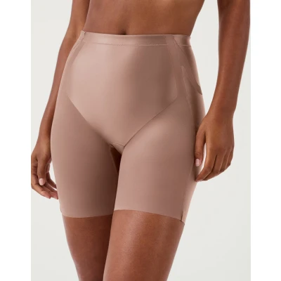 Afbeelding van Spanx Shaping Satin Booty Lifting Mid Thigh Short Maat XL Kleur Cafe au Lait
