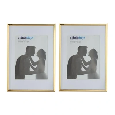 Afbeelding van Relaxdays fotolijst 20x30, set van 2 stuks, passe partout 15x20 cm, op tafel of aan muur, kleine wissellijst, goud