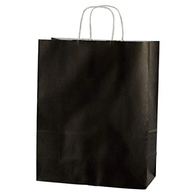 Afbeelding van Thepaperbagstore 20 Gekleurde Papieren Zakken, Recyclebaar En Herbruikbaar, Met Gedraaide Handvatten, Zwart Middelgroot 250x110x310mm