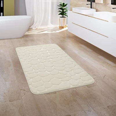 Afbeelding van Badkamerkleed Badmat Badvloerkleed Douchemat Pluizig Traagschuim 3D Effect Wasbaar, Maat:60x100 cm, Kleur:Crème 5
