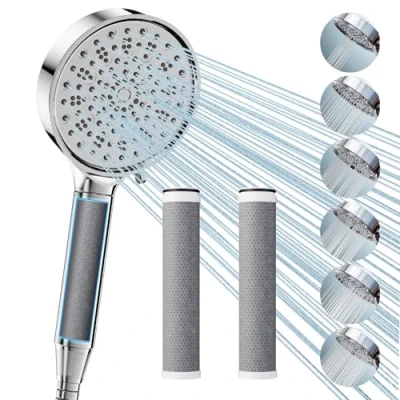 Afbeelding van Cobbe Filterdouchekop met slang, handdouche 3 carbon douchefilters, douchekop 6 straalsoorten, hogedruk spaardouchekop filter tegen kalk voor hard water, 99% van het chloor verwijderen