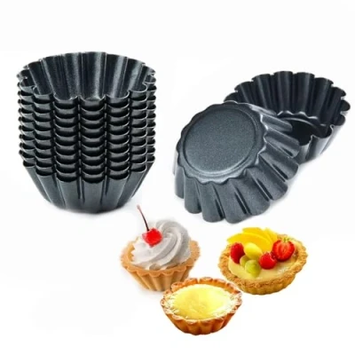 Afbeelding van Comius Sharp Muffin vorm, 12 stuks mini taartvormen van koolstofstaal, taartvormen, anti aanbaklaag, tarteletvormpjes, herbruikbaar (7,5 cm)