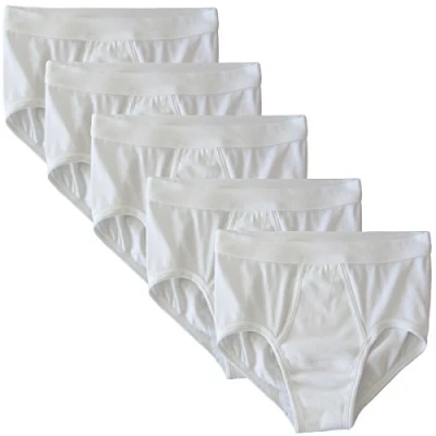 Afbeelding van HERMKO 3240 5 pack herenslip met gulp en zachte tailleband, van 100% biologisch katoen, wit, M