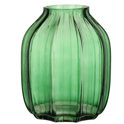 Afbeelding van JAKY Global grote groene glazen bloemenvaas H 20 cm hoge vazen voor bloemen, elegant woonkamerdecor, tafelmiddelpunt boerderij en kantoor (groen, cm)