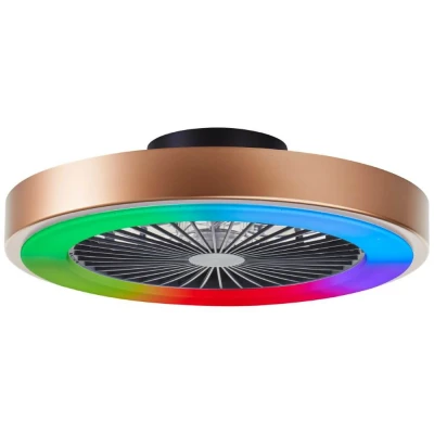 Afbeelding van Brilliant Slimline Plafondventilator met verlichting LED 40W 3000K 6500K Dimbaar Zwart Goudenrand Zeer stil