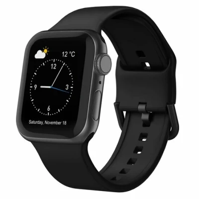Afbeelding van Apple Watch Soft siliconen bandje met gespsluiting Zwart Geschikt voor 38mm / 40mm 41mm