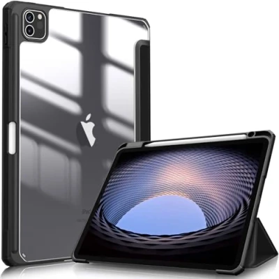 Afbeelding van Fintie Hoes voor iPad Pro 11 inch Model 2022/2021/2020/2018 Ingebouwde Penhouder, Schokbestendige Cover met Transparant Harde Schaal Terug Case Zwart