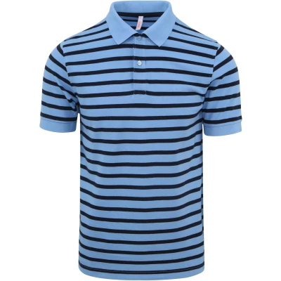 Afbeelding van Sun68 Poloshirt Strepen Lichtblauw maat XL heren met Modern fit Pasvorm Stretch Suitable Herenkleding