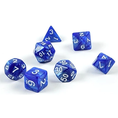 Afbeelding van 7 polyhedral dobbel stenen voor rol en tafelspellen in Blauw met zakje