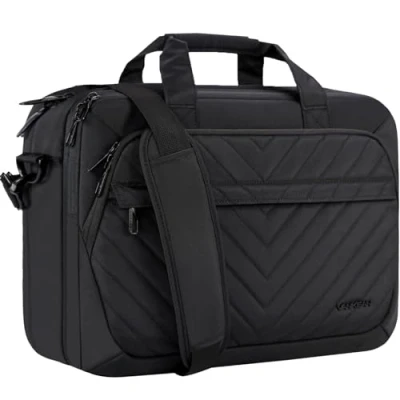 Afbeelding van VANKEAN 17 inch laptoptas voor dames en heren, modieus, TSA vriendelijke laptoptas, waterdichte aktetas zakenreizen, school, werktas met RFID vakken, zwart