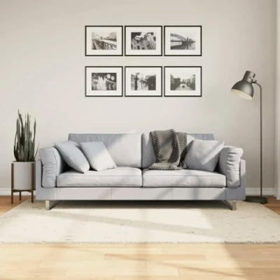 Afbeelding van Vloerkleed shaggy hoogpolig modern 140x200 cm crèmekleurig
