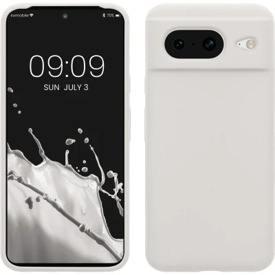 Afbeelding van kwmobile telefoonhoesje geschikt voor Google Pixel 8 Hoesje met siliconen coating Smartphone case in mat wit