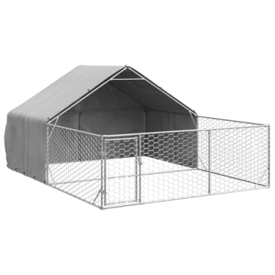 Afbeelding van vidaXL Hondenkennel met ren 4x3x1,9 m gegalvaniseerd staal