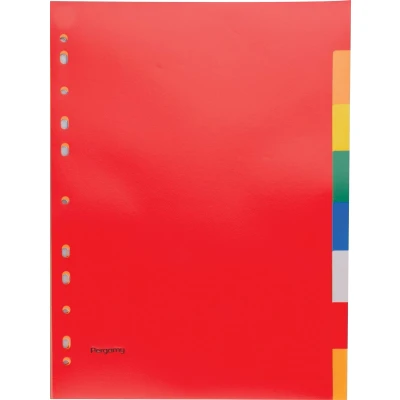 Afbeelding van Pergamy tabbladen, ft A4, 11 gaatsperforatie, PP, 8 tabs in geassorteerde kleuren tabbladen