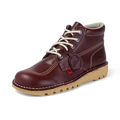 Afbeelding van Kickers Kick Hi Classic Enkellaarzen, Extra comfortabel, toegevoegde duurzaamheid, Premium kwaliteit, Heren, Donkerrood, 44 EU