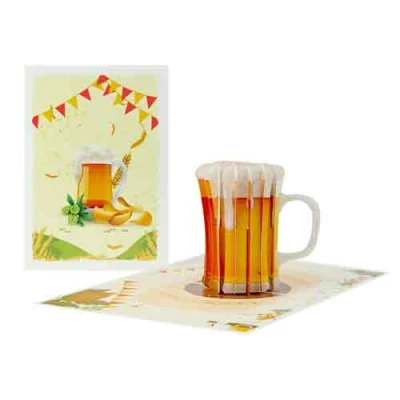Afbeelding van Wenskaart Kiriori 3D Bier Kaart met Envelop